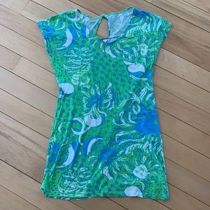 Vintage Green Floral Lilly Pulitzer T-Shirt Dress
